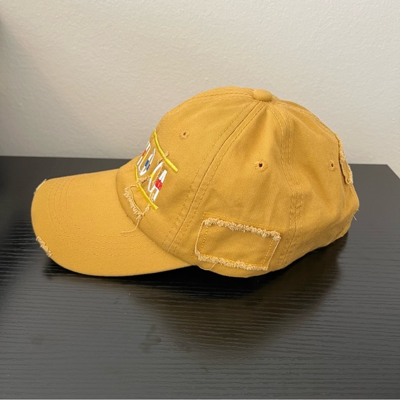 NWOT Yellow/Mustard Vintage Distressed Hat Adjustable Embroidered Idyllwild Ca - Picture 8 of 11
